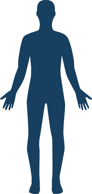 Graphic of a man with dots in places where organs would be
