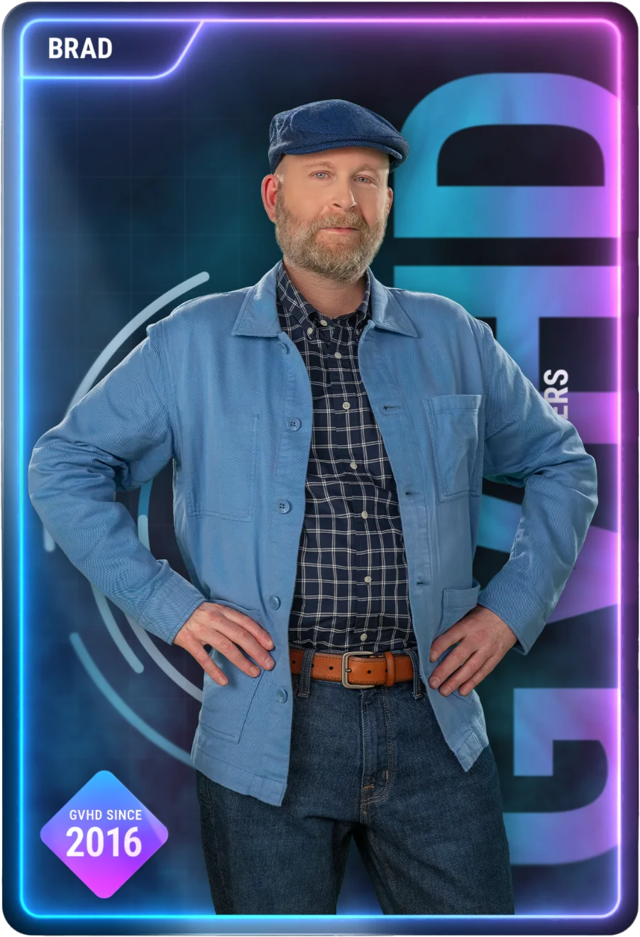 Open patient story: older man with beard in driving cap and blue shirt smiling with arms crossed.