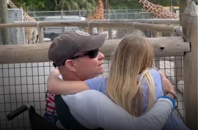 Open video modal and play video: Loriana's battle with GVHD, mixing treatment photos with footage of him with fans.