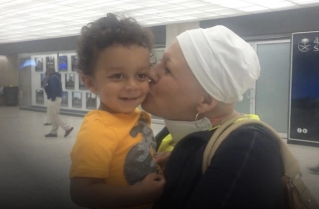 Open video modal and play video: Loriana's battle with GVHD, mixing treatment photos with footage of her with fans.